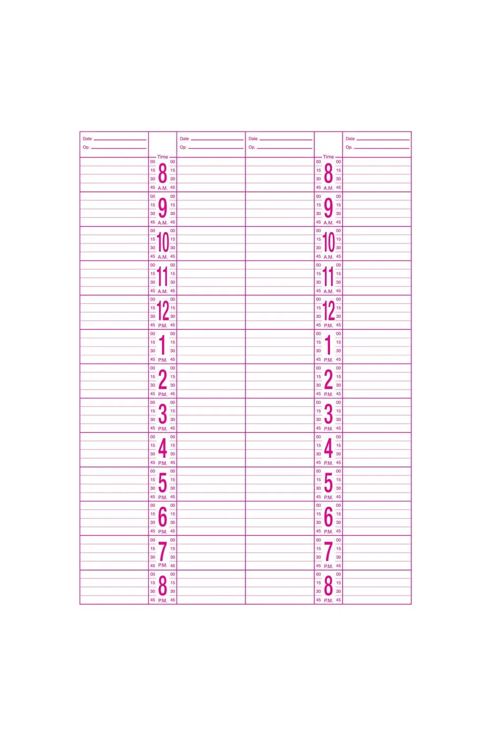 Professional 4 Column Appointment Book