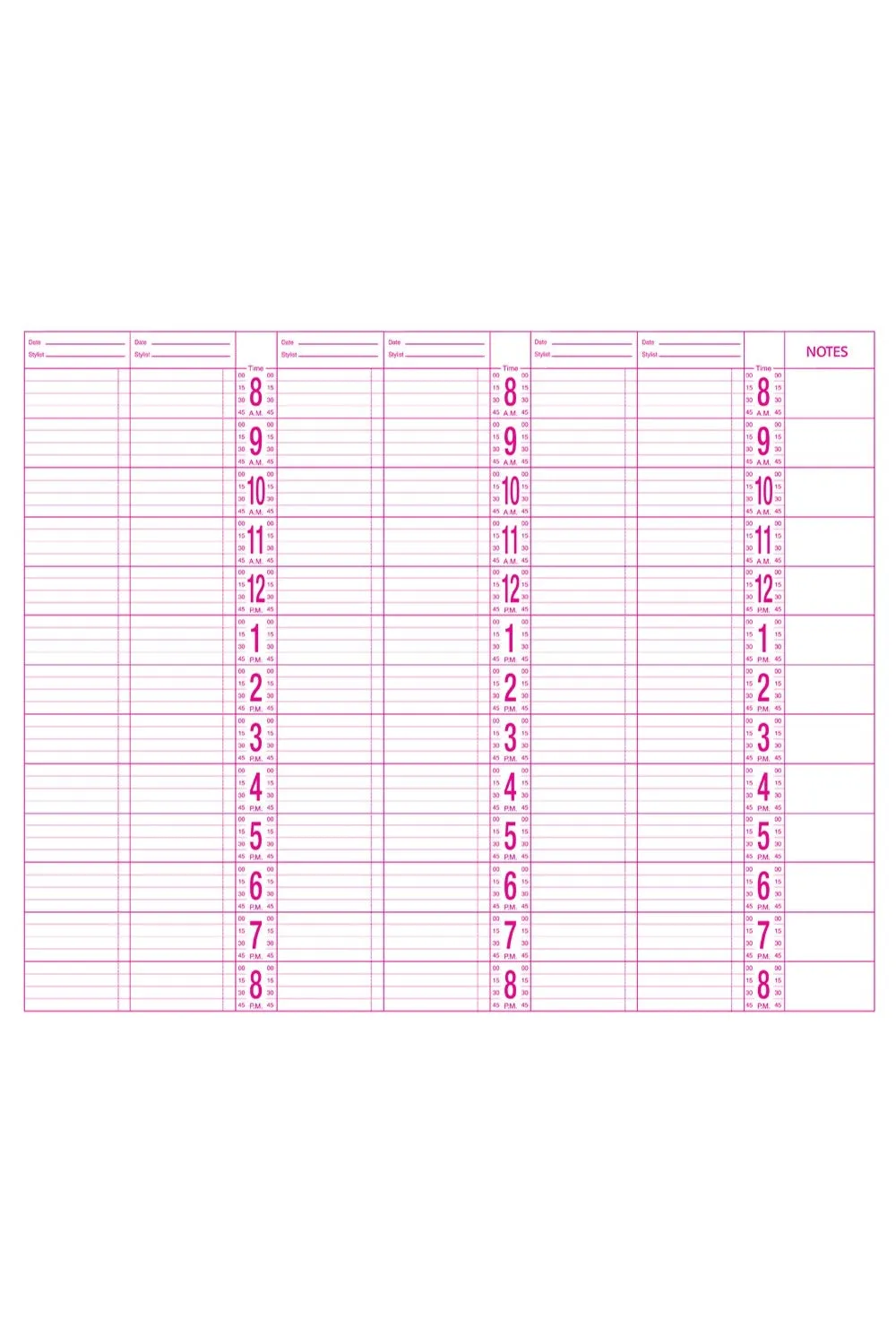 Professional 6 Column Appointment Book