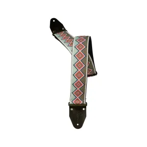 PRS 2.75 Inch Wide Retro Jacquard Guitar Strap, Green / Red