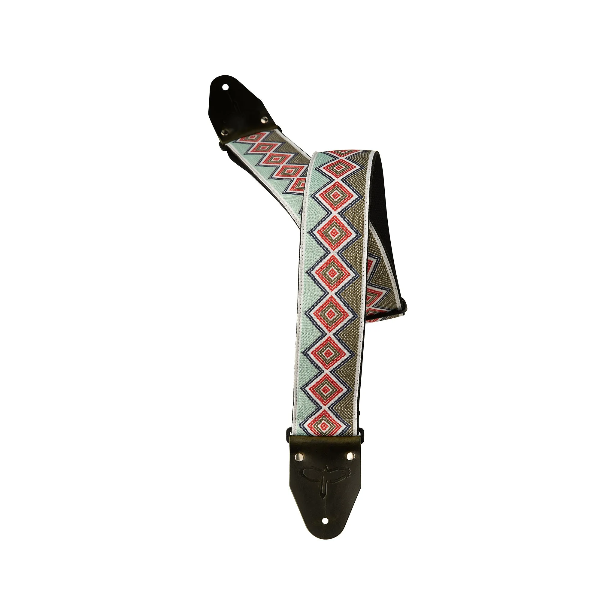 PRS 2.75 Inch Wide Retro Jacquard Guitar Strap, Green / Red
