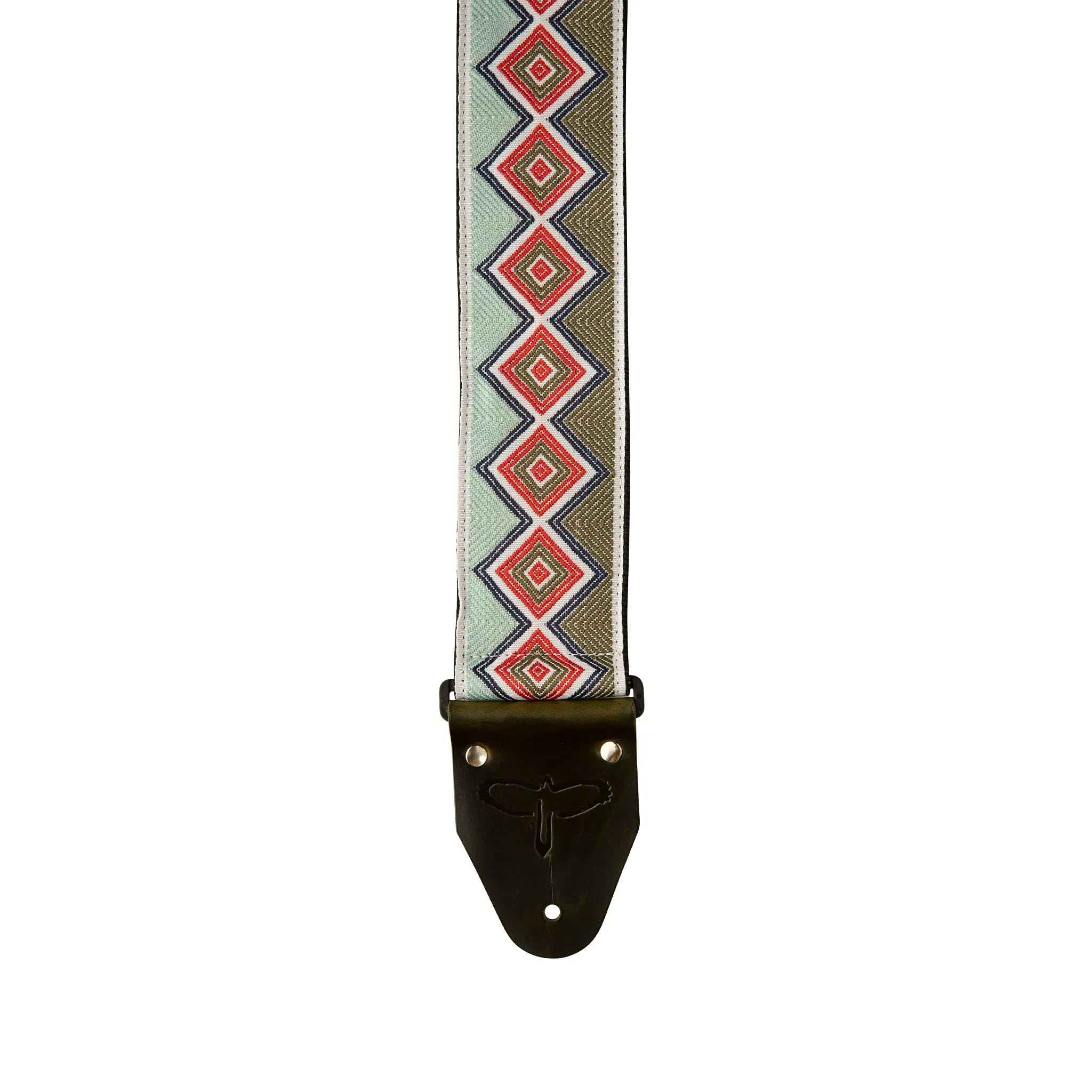 PRS 2.75 Inch Wide Retro Jacquard Guitar Strap, Green / Red