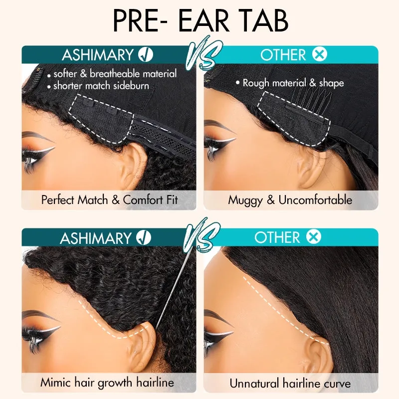 Pull Go Wig | 10A Glueless V Part Wig Beginner Friendly Natural Scalp Thick Curl Human Hair Upgrade U part Wig