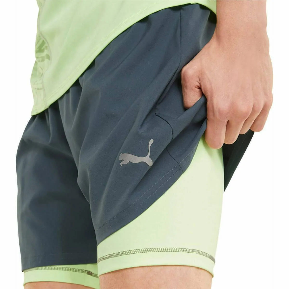 Puma 5 Inch Graphic 2 In 1 Mens Running Shorts - Grey