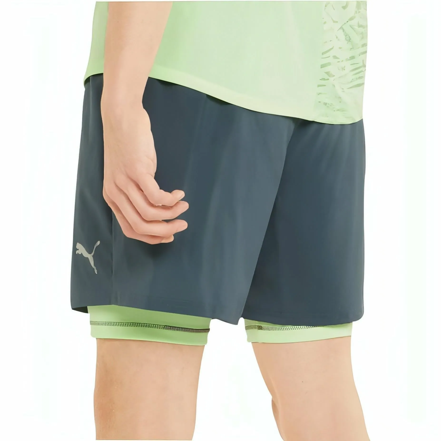 Puma 5 Inch Graphic 2 In 1 Mens Running Shorts - Grey