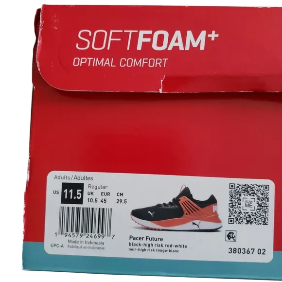 Puma Black and Red Athletic Running Shoes
