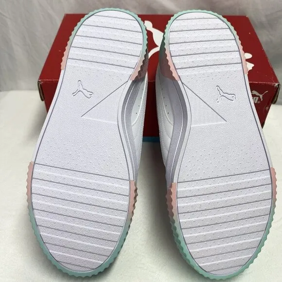 Puma Carina Fade JR White Leather Sneakers Size 5.5C Lace Up ShoesNew 368799-01
