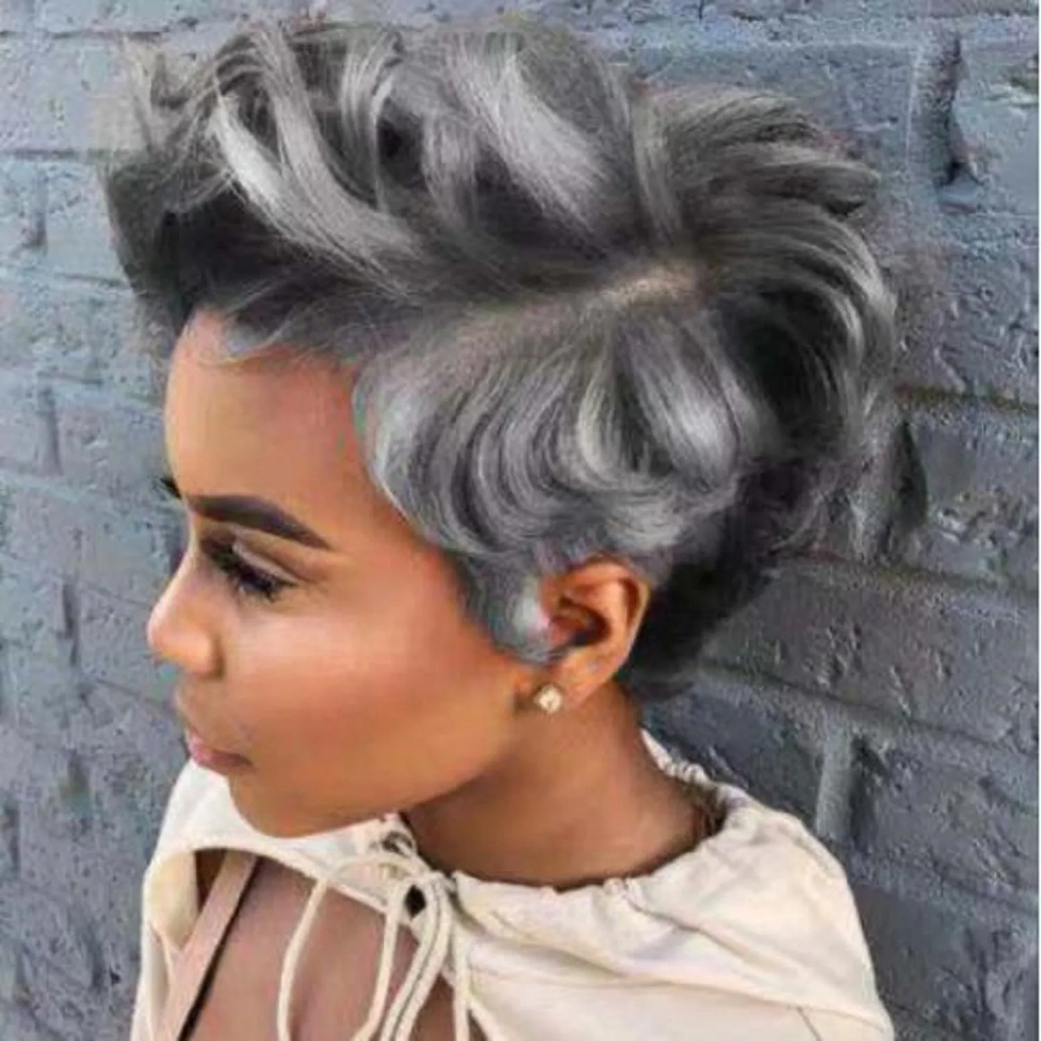 "Marty" Short Curly Dark Gray Wig