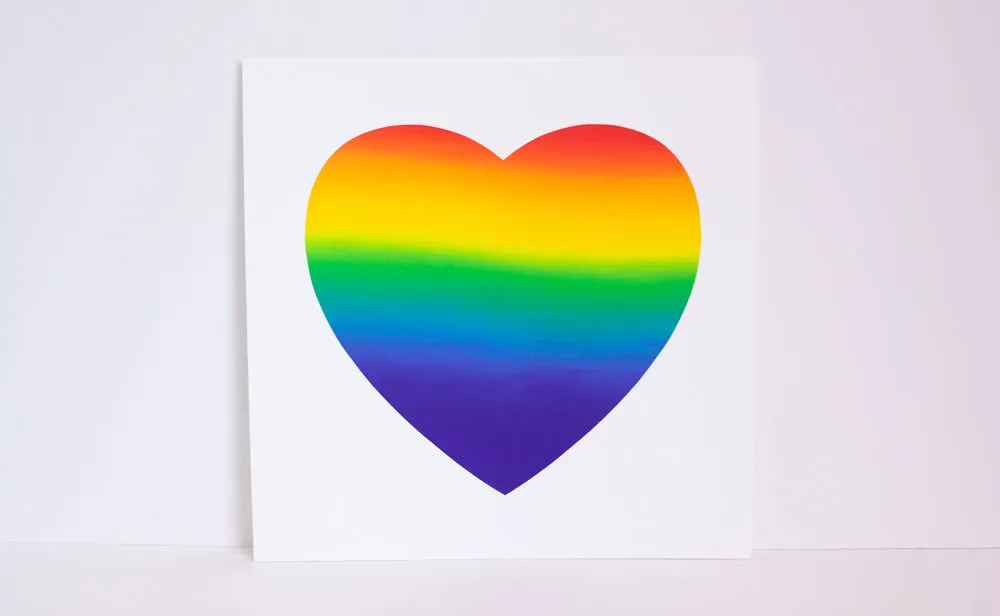 rainbow heart art print, rainbow split fountain art print, OOAK art, art celebrating inclusion