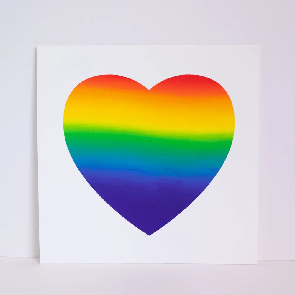 rainbow heart art print, rainbow split fountain art print, OOAK art, art celebrating inclusion