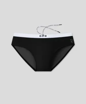 RD Swim Briefs w. White Waistband: Black