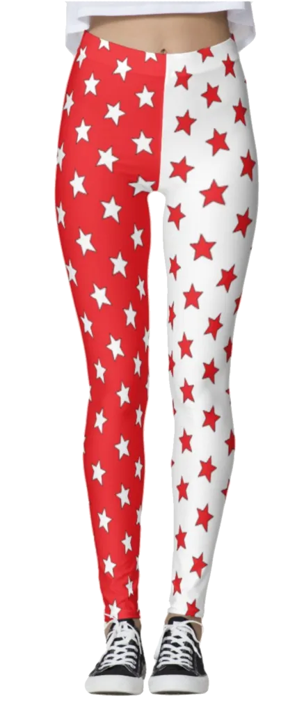 Red & White Split Stars Leggings