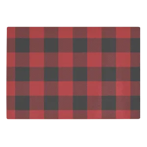 Red and Black Buffalo Plaid Tempered Glass Cutting Board