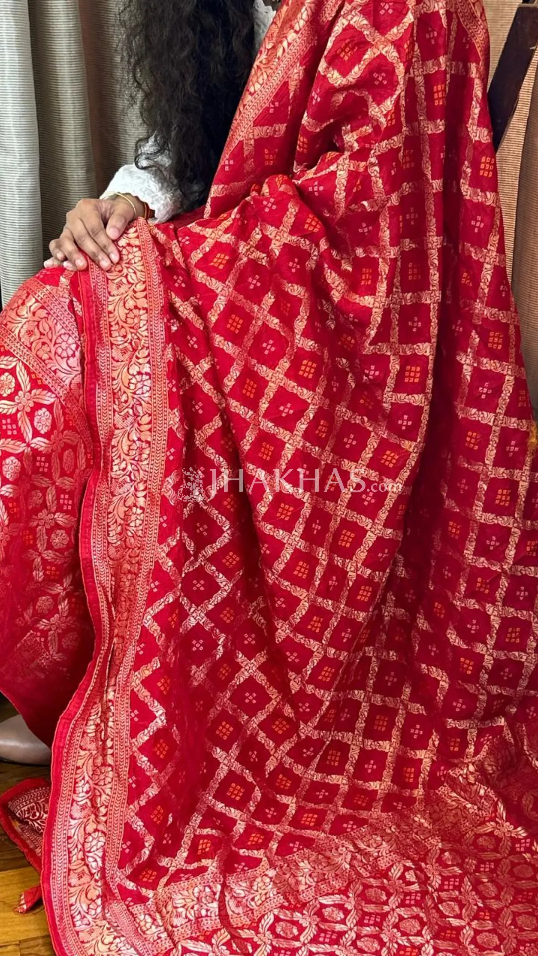 Red Banarasi Gharchola Dola Silk Dupatta