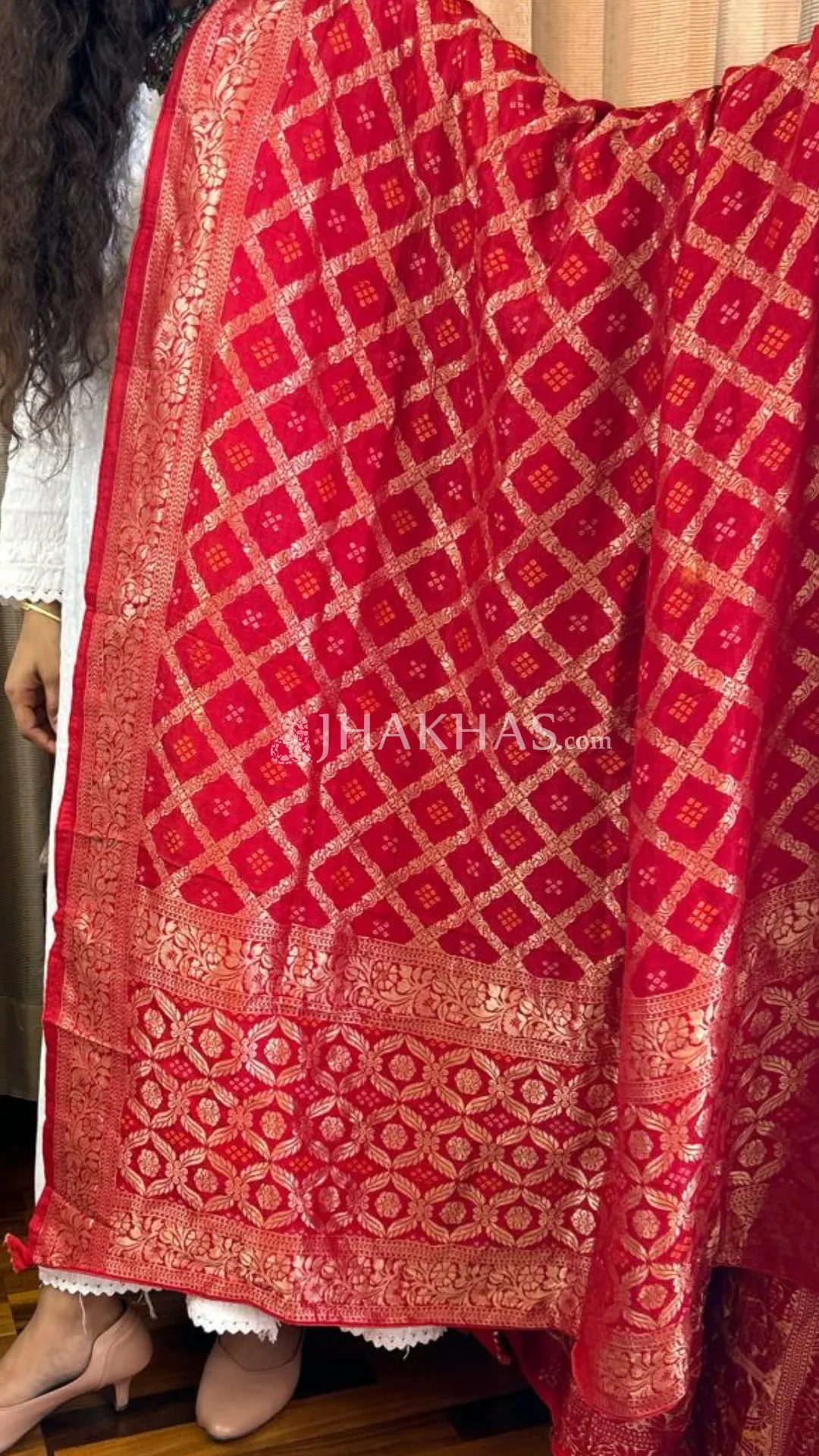 Red Banarasi Gharchola Dola Silk Dupatta