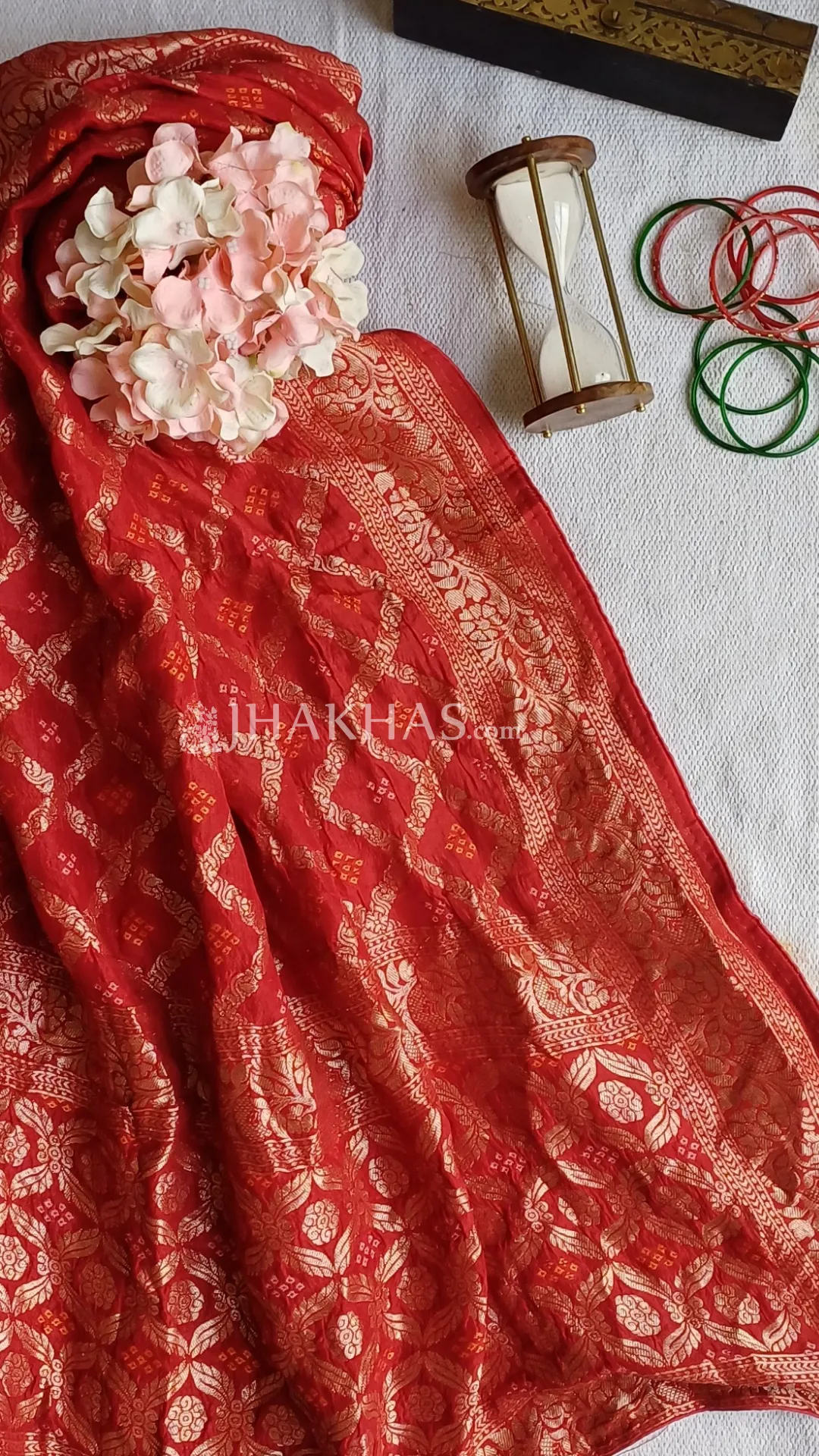 Red Banarasi Gharchola Dola Silk Dupatta
