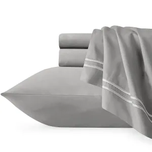 Renee Taylor Strada Embroidered 1000 TC Egyptian Cotton Quilt Cover Sets - Silver White