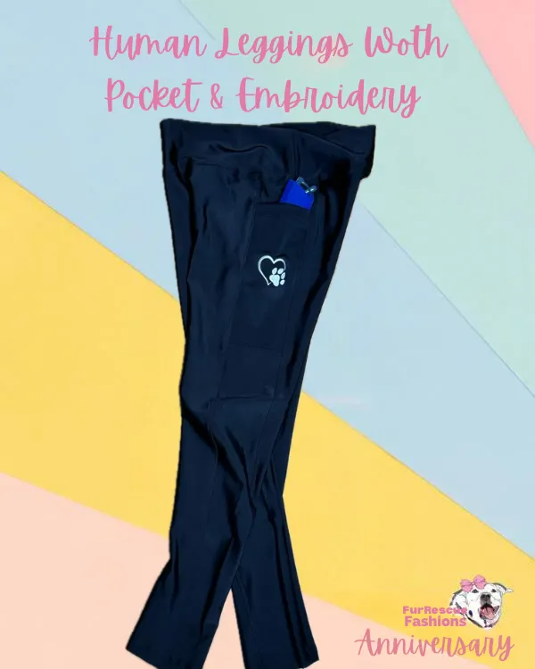 Rescue Love Leggins With Side Pockets & Embroidery