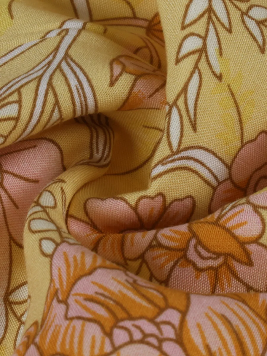 Ricarda Boho Midi Dress - Yellow Print