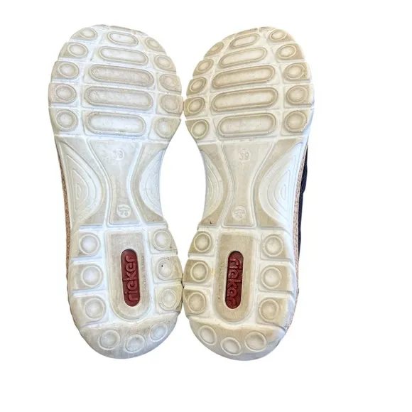 RIEKER Navy Blue Zip Sneakers Shoes Sz 39 US 8 Comfort Cushioned MemoSoft Sandal