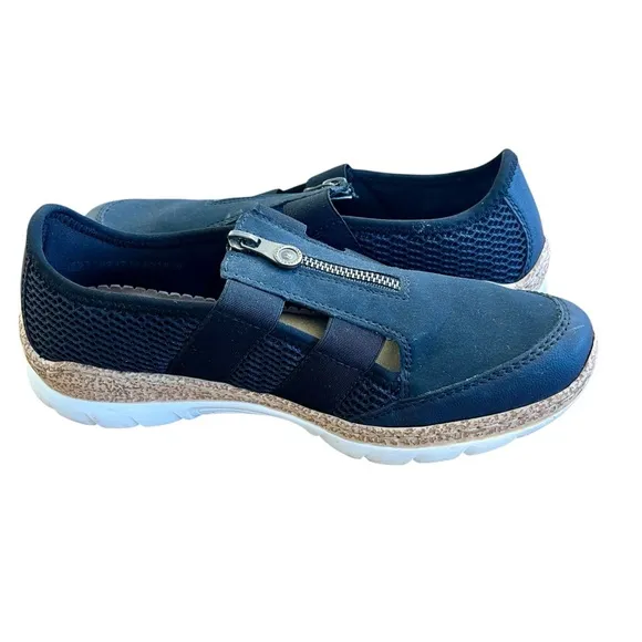 RIEKER Navy Blue Zip Sneakers Shoes Sz 39 US 8 Comfort Cushioned MemoSoft Sandal