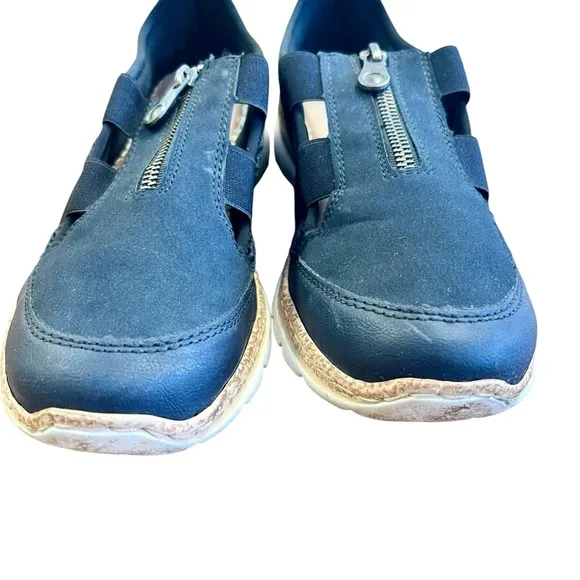 RIEKER Navy Blue Zip Sneakers Shoes Sz 39 US 8 Comfort Cushioned MemoSoft Sandal