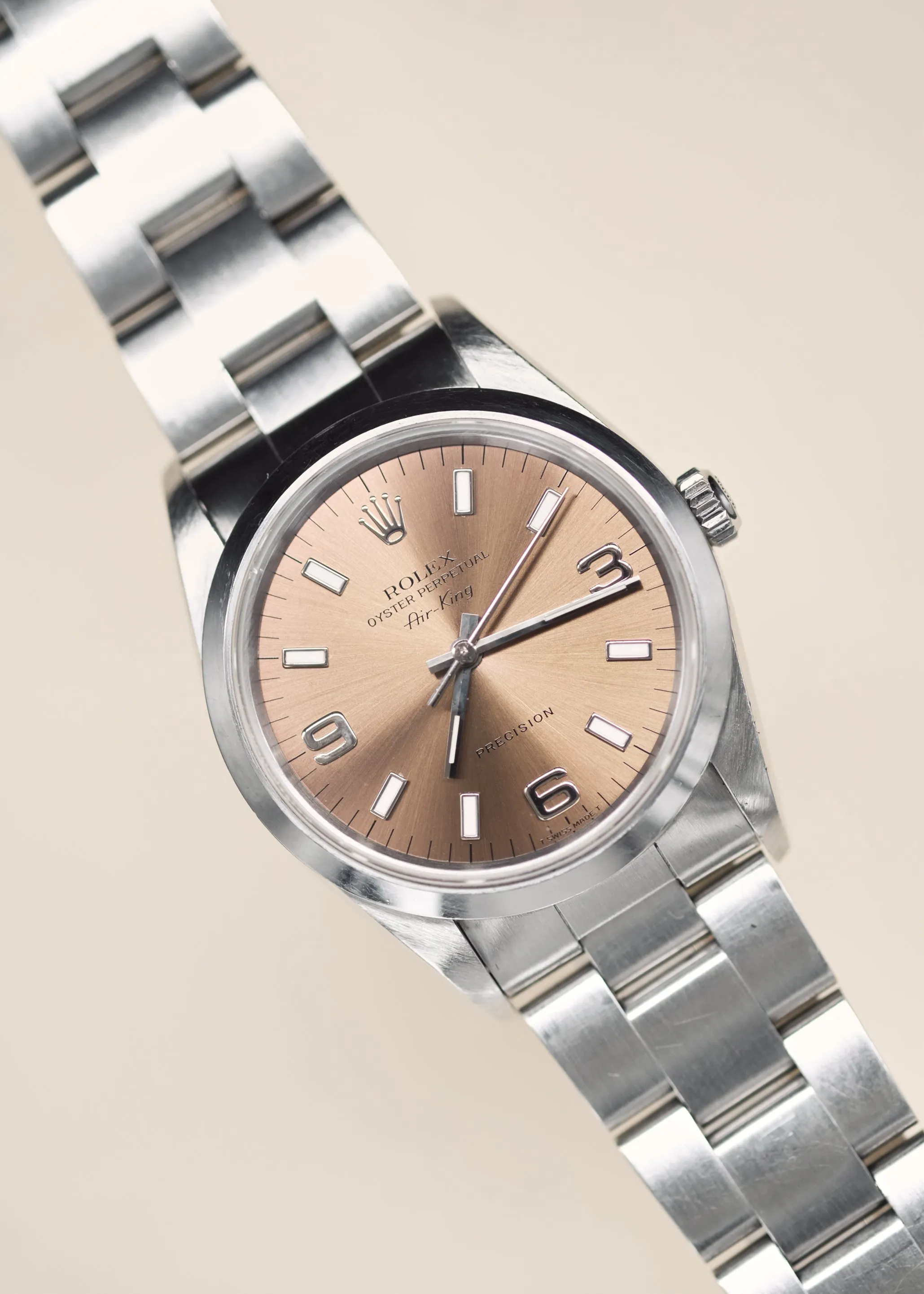 Rolex 14000 Air King Salmon Explorer Dial w/Papers- 1997