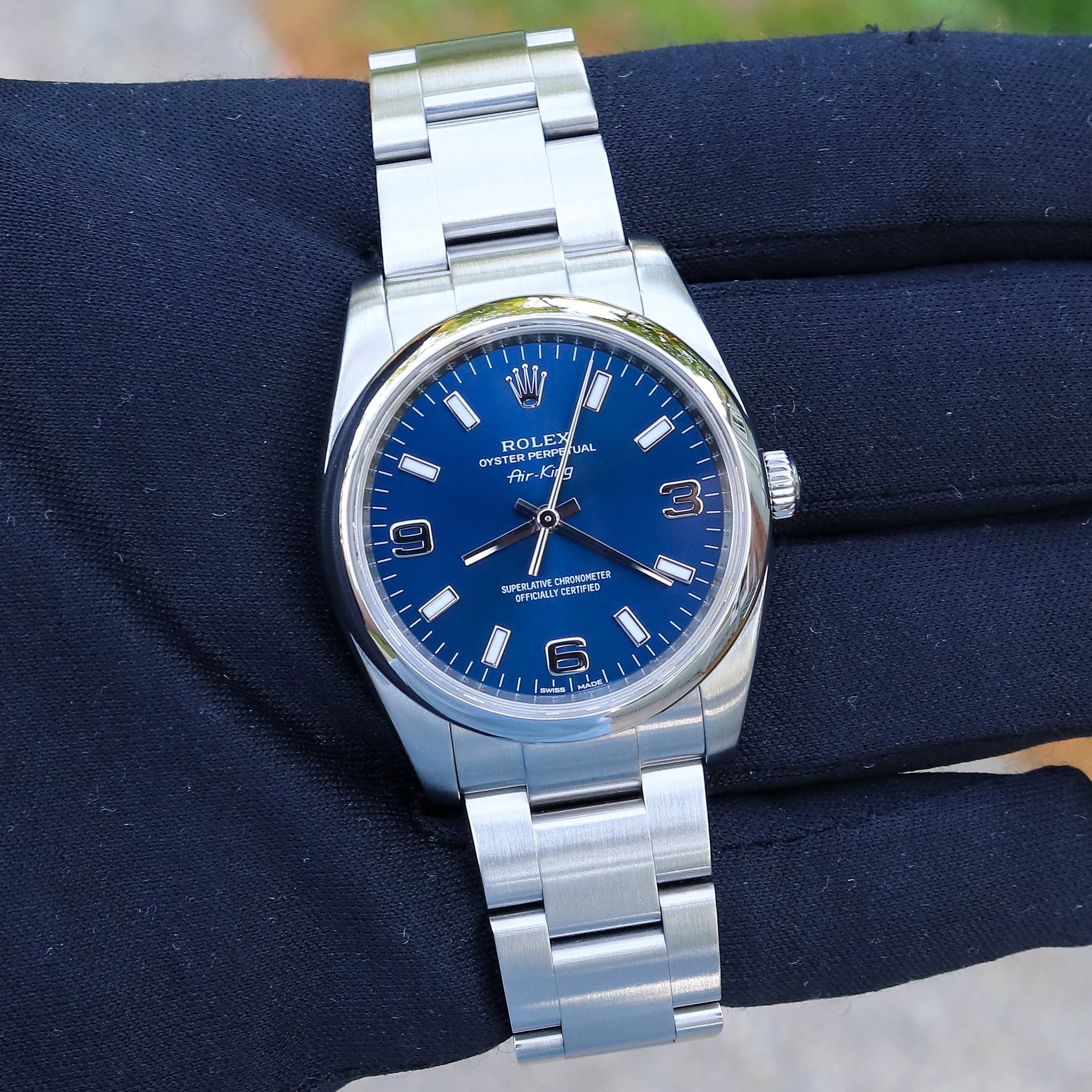 Rolex Air-King 114200 Blue Arabic Explorer Oyster Steel 34 mm