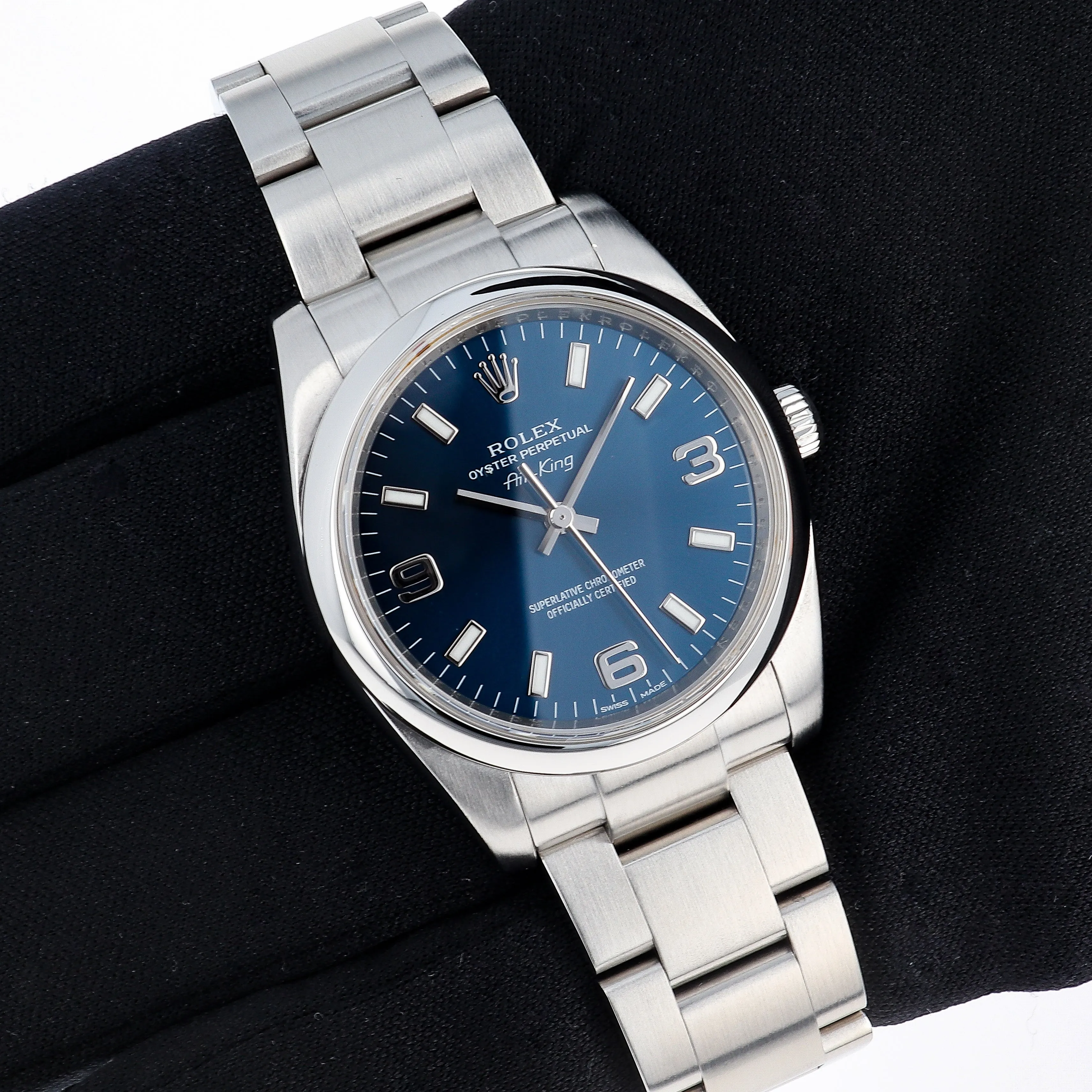 Rolex Air-King 114200 Blue Arabic Explorer Oyster Steel 34 mm
