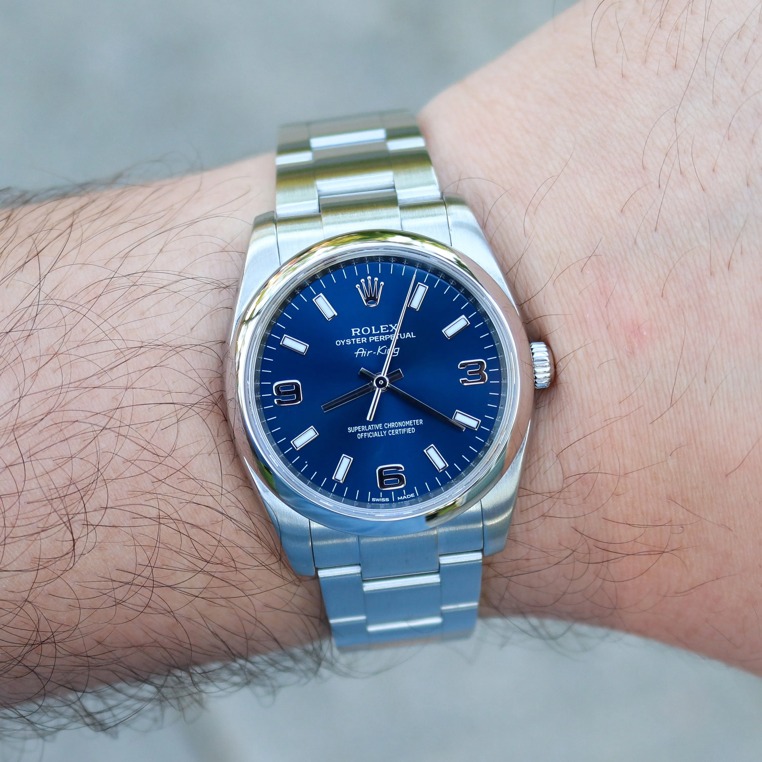 Rolex Air-King 114200 Blue Arabic Explorer Oyster Steel 34 mm