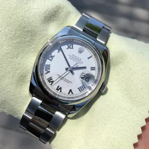 Rolex Datejust 116200 Oyster Perpetual White Roman 36mm Wristwatch Box & Papers