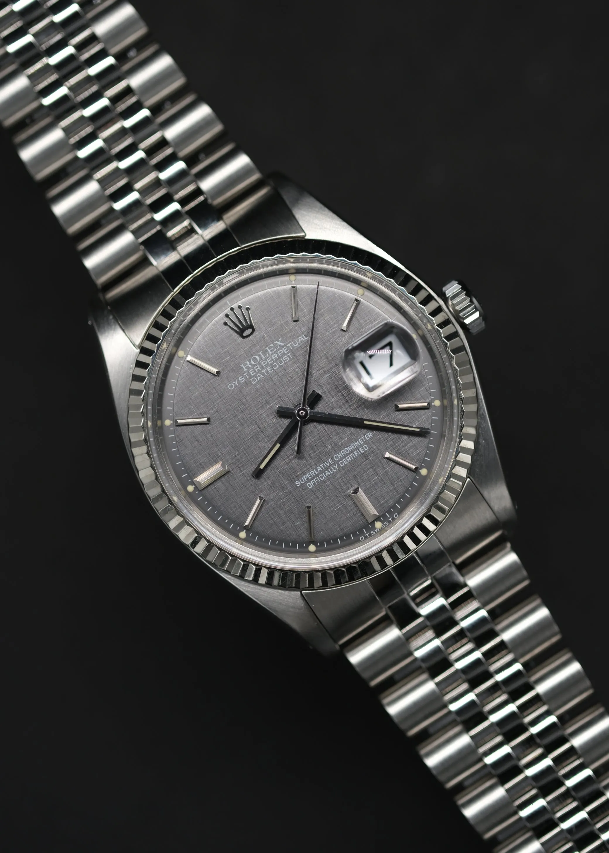 Rolex Datejust 1601 Grey Linen Sigma Door Stop Dial - 1973 w/Service Card