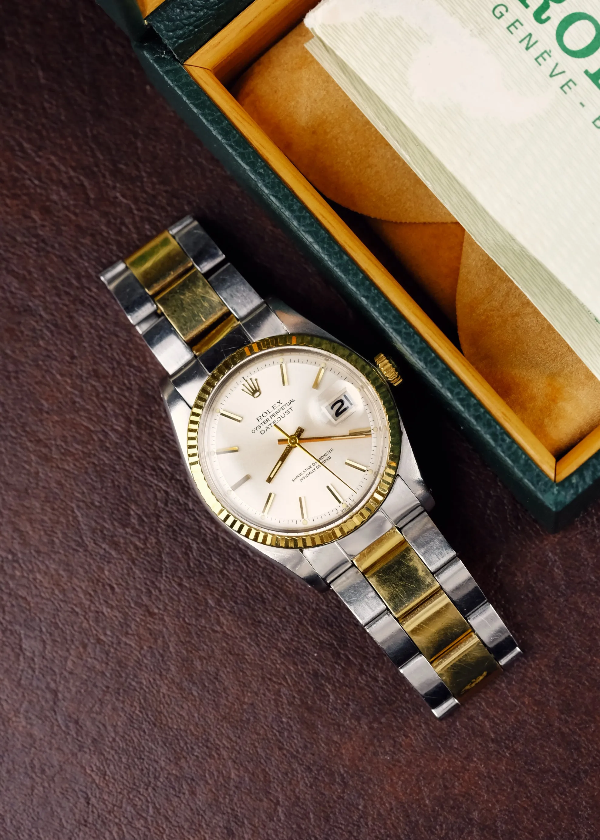 Rolex Datejust 1601 Two Tone Silver Dial Box & Papers - 1974