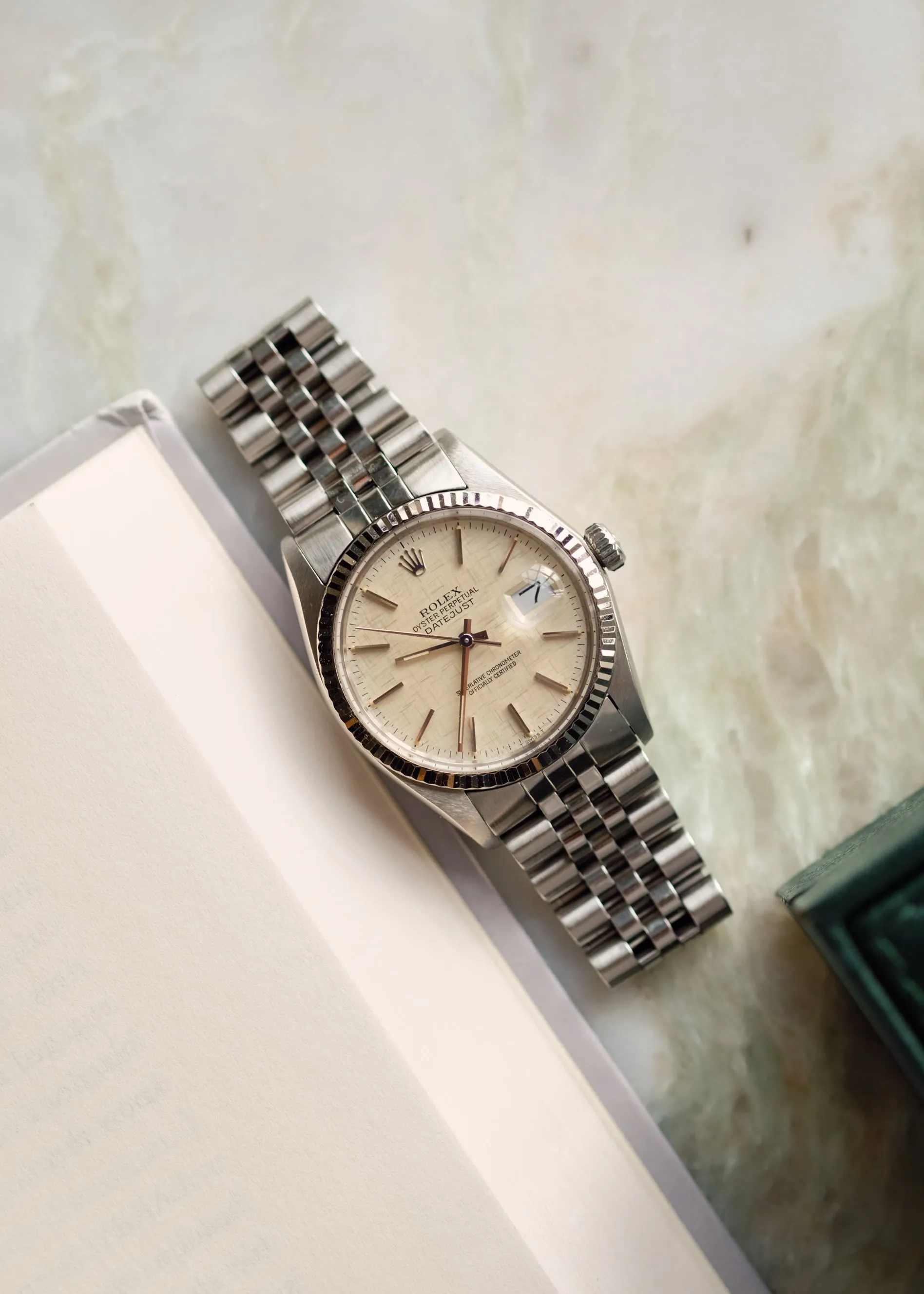 Rolex Datejust 16014 Silver Linen Dial Unpolished  w/Box - 1984