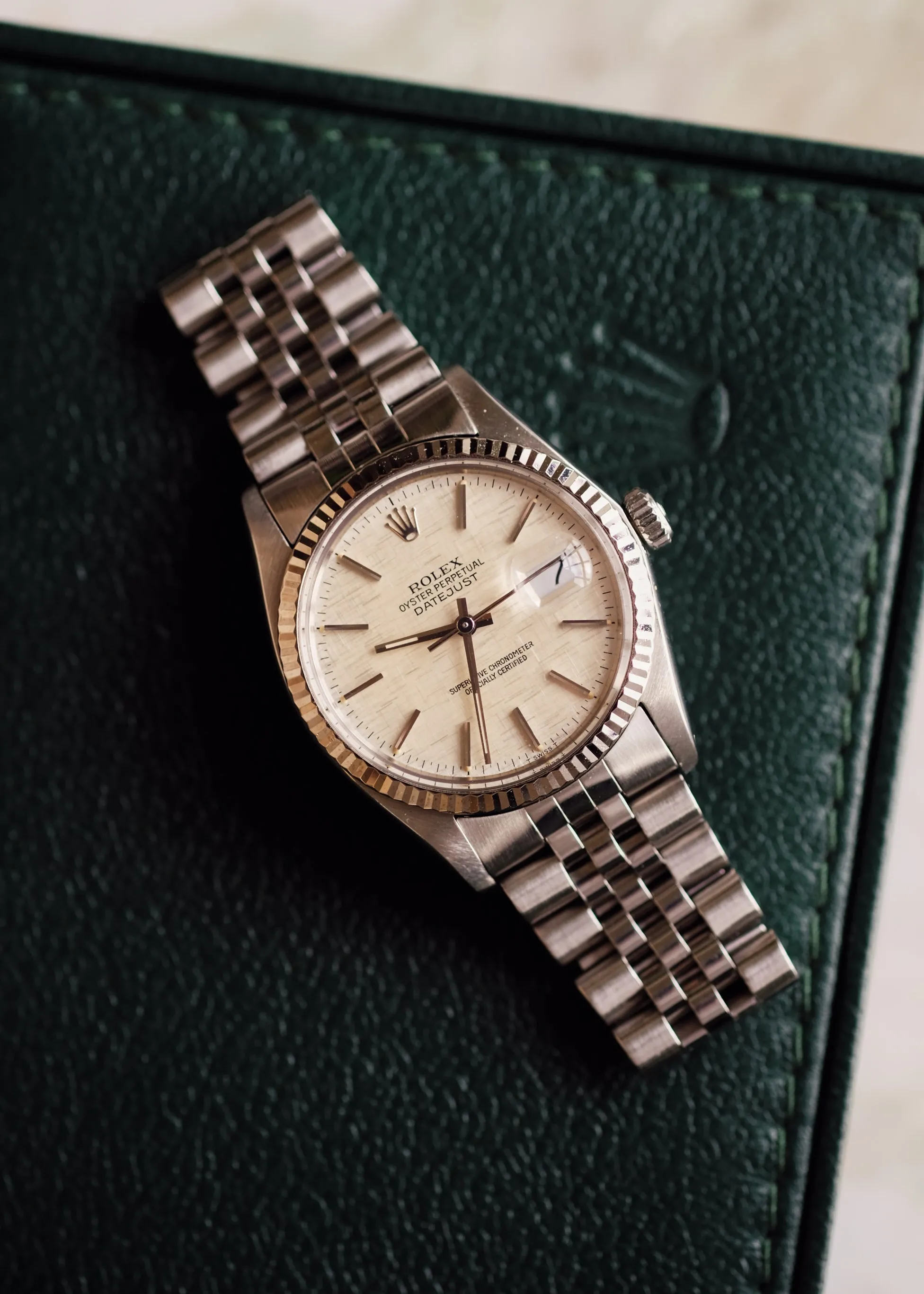 Rolex Datejust 16014 Silver Linen Dial Unpolished  w/Box - 1984