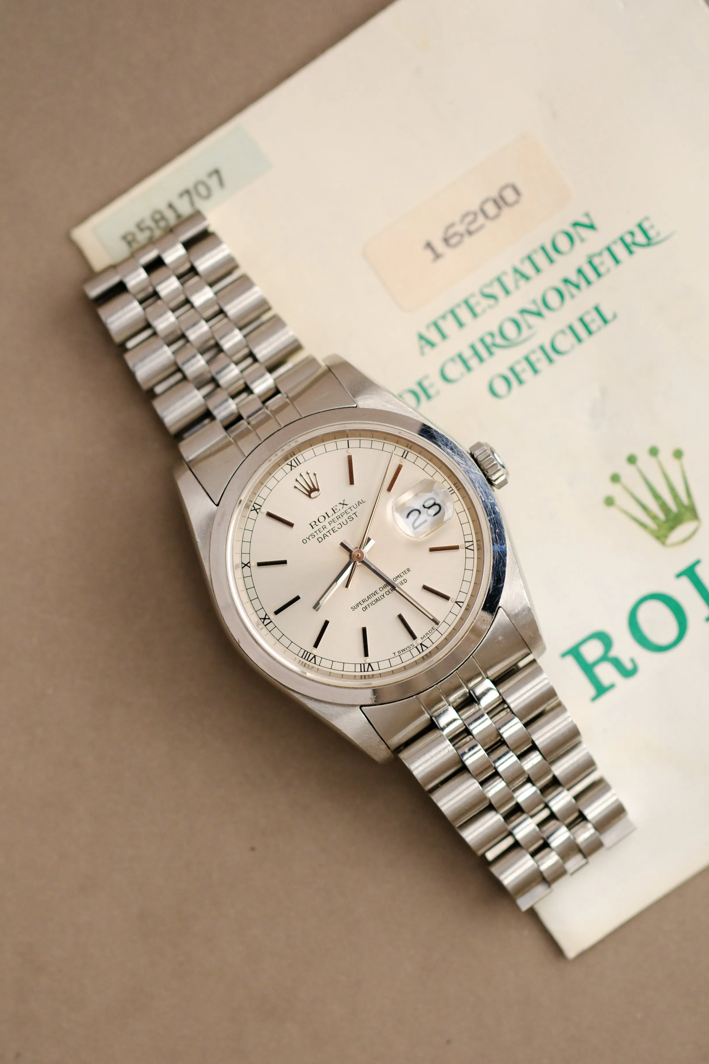 Rolex Datejust 16200 Roman Chapter Ring w/Papers - 1987