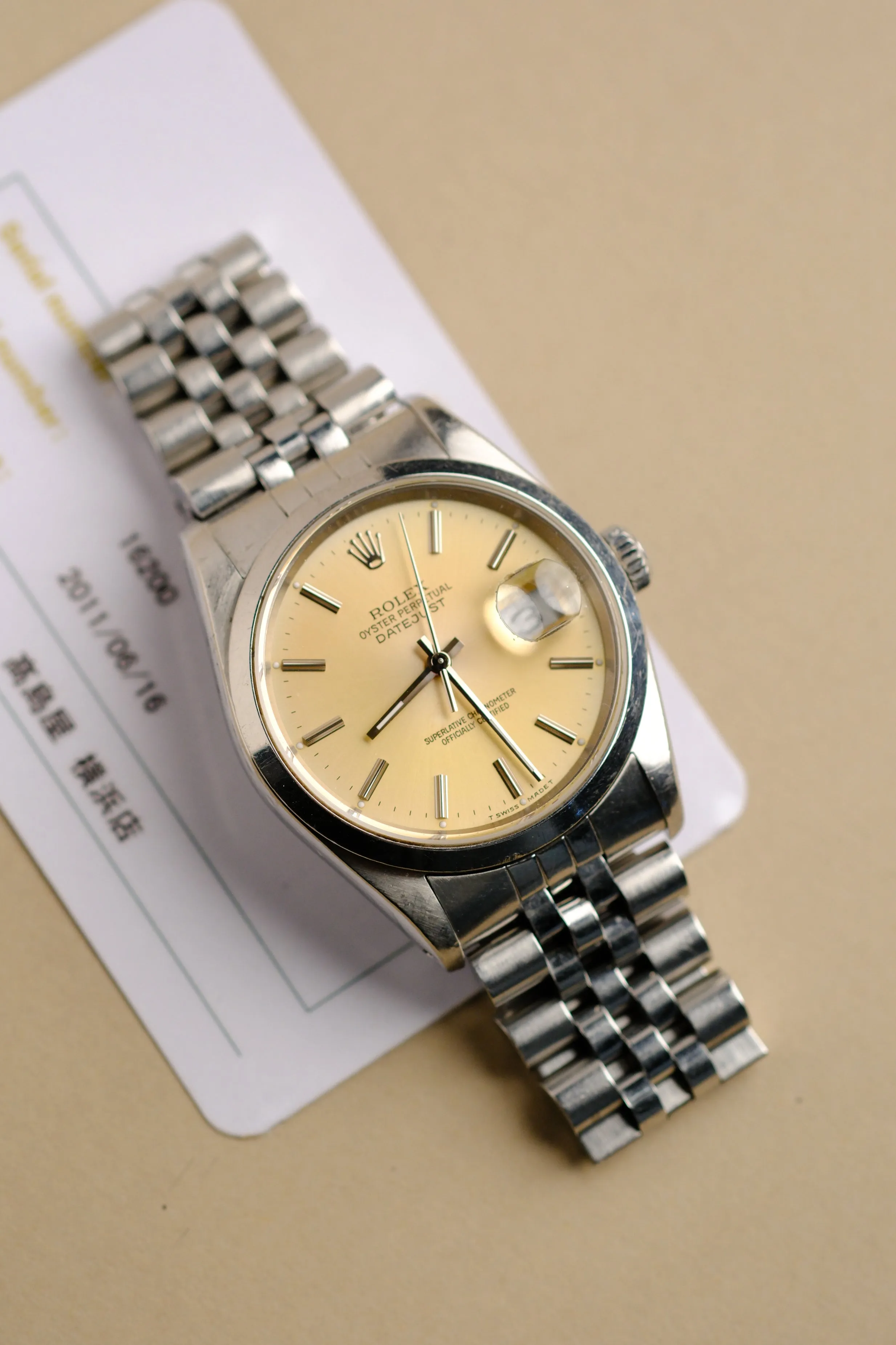 Rolex Datejust 16200 Sun-Kissed Dial w/RSC - 1990