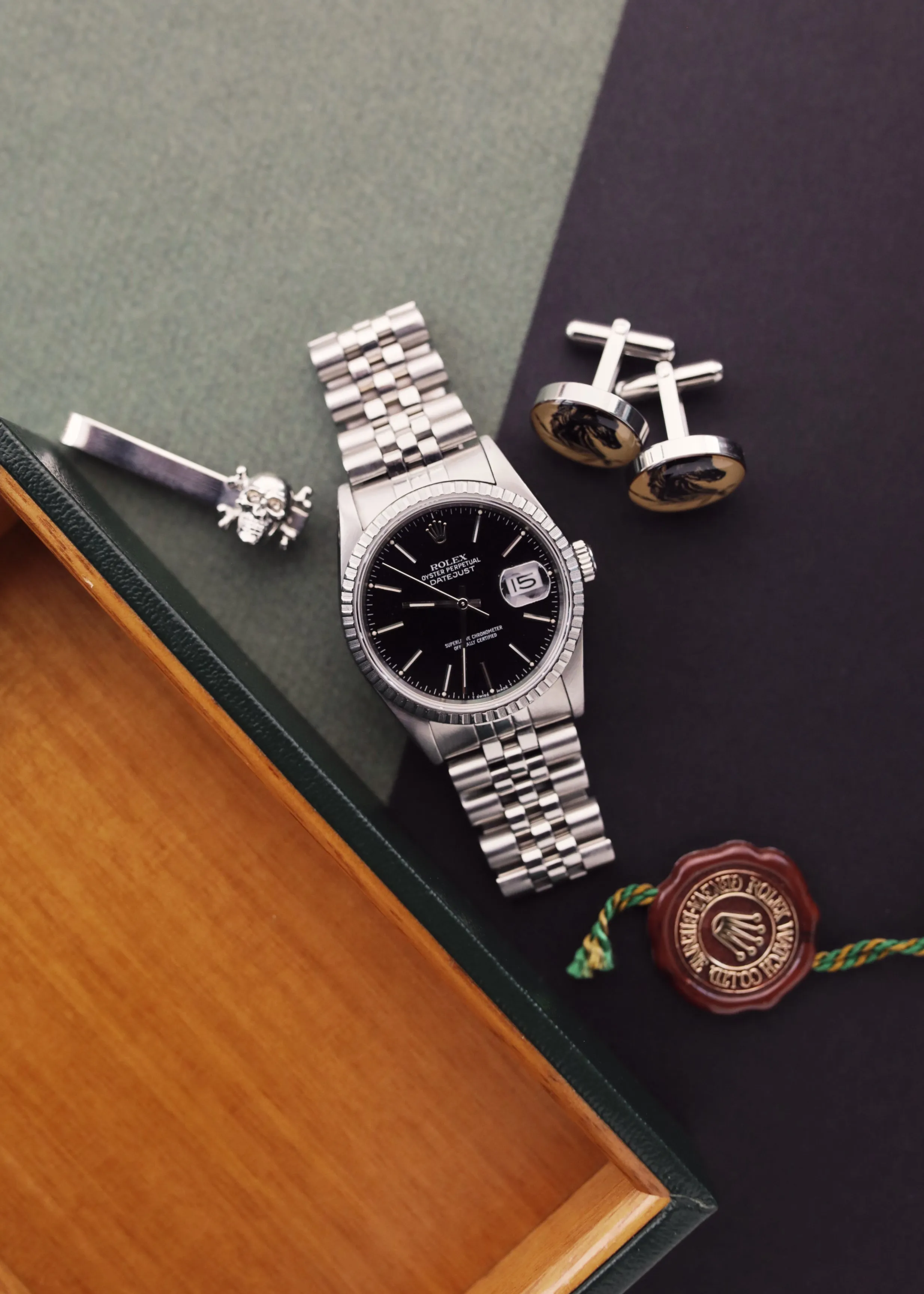 Rolex Datejust 16220 Black Sandy Dial w/Box - 1989
