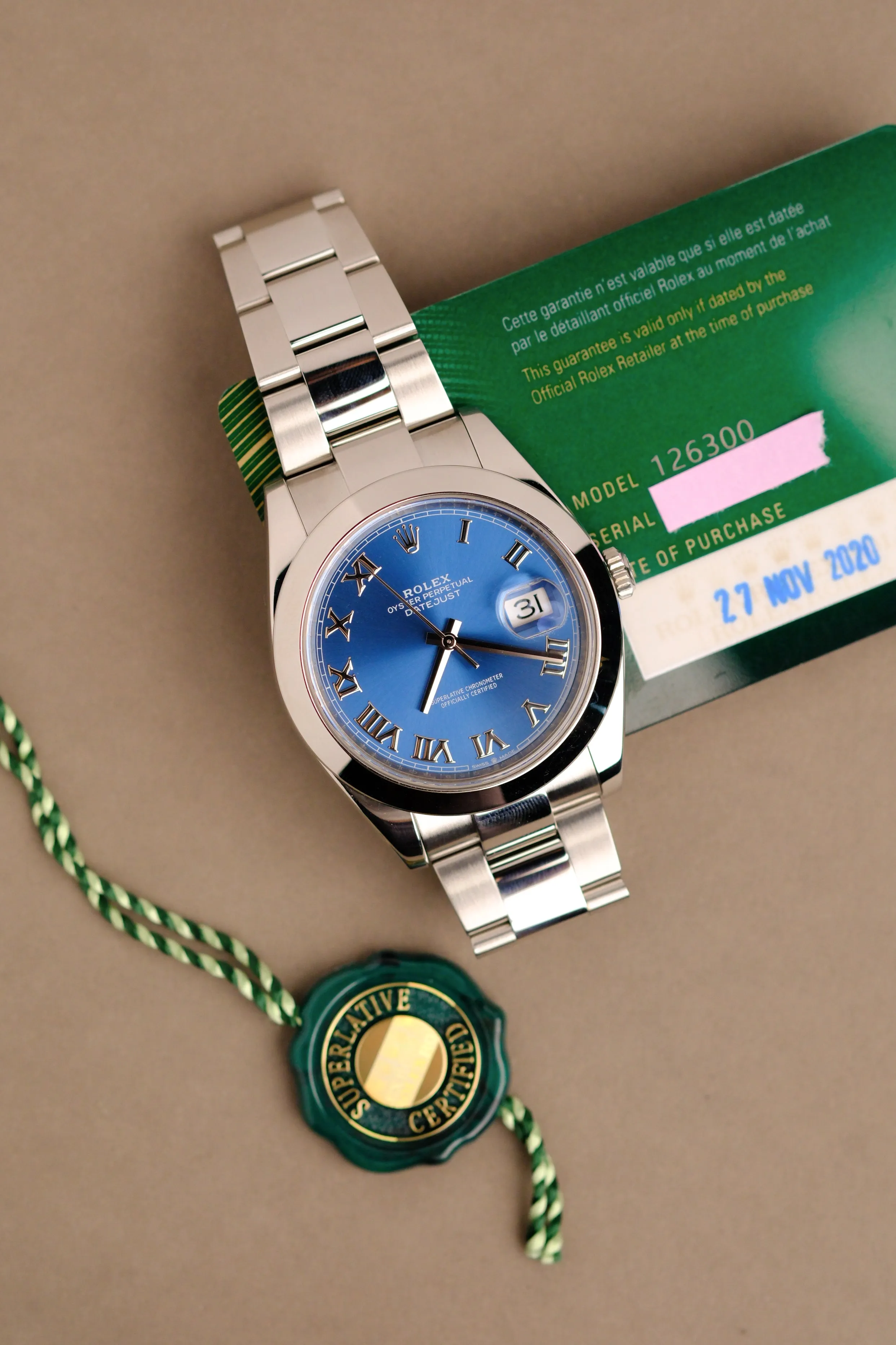 Rolex Datejust 41 126300 Blue Roman Dial w/Card & Tag - 2020