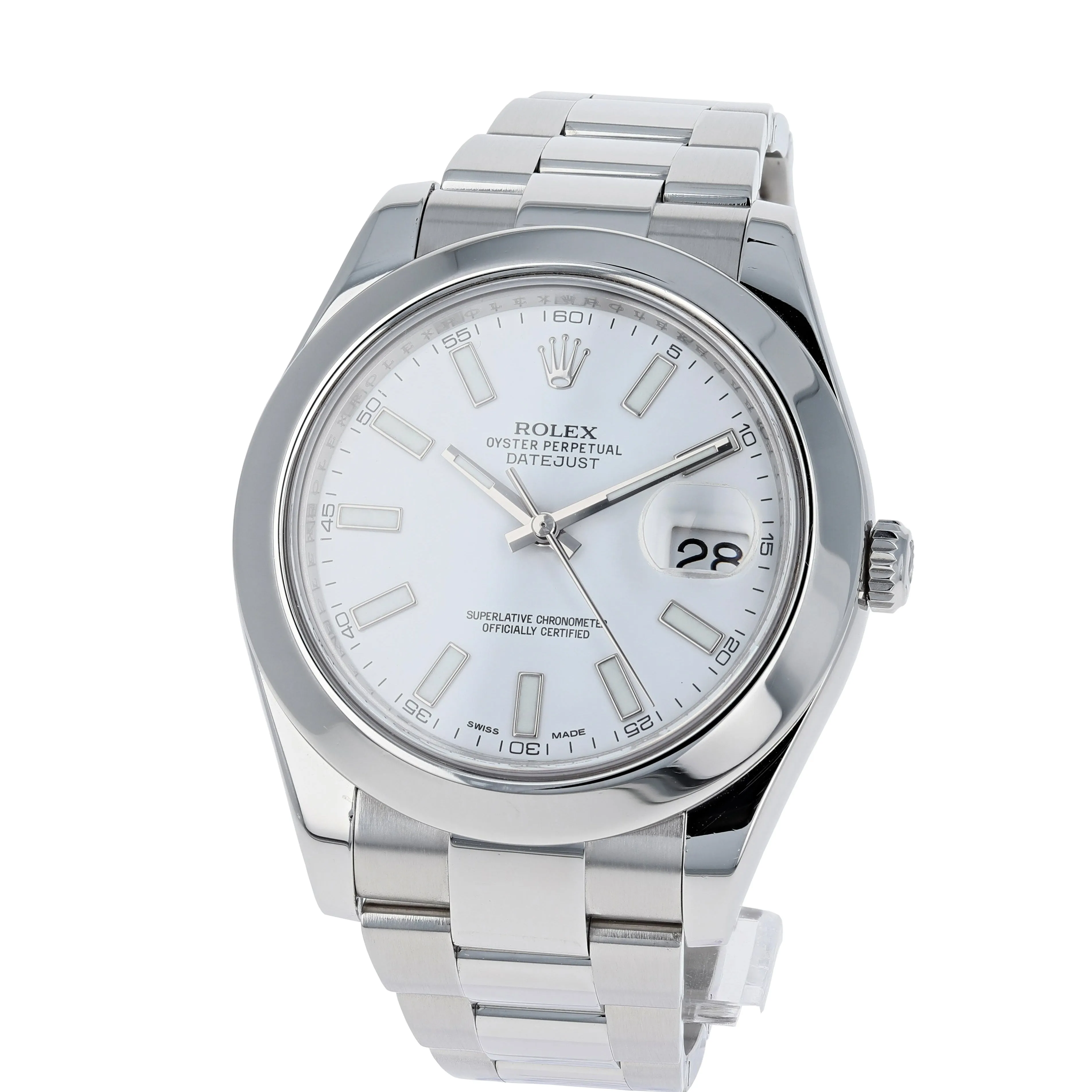 Rolex Datejust II 116300 White Stick 2015 Papers Box Oyster Steel 41 mm