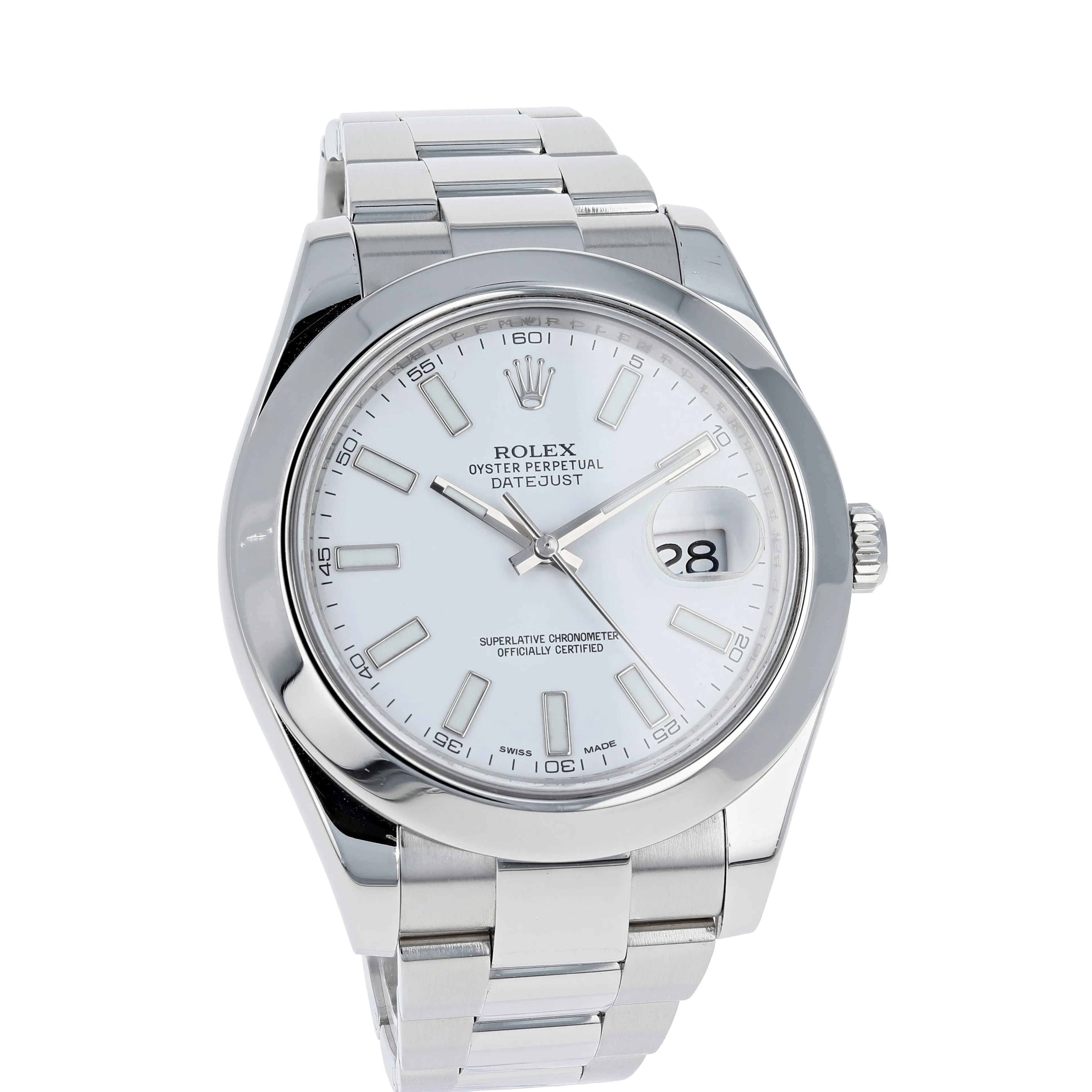Rolex Datejust II 116300 White Stick 2015 Papers Box Oyster Steel 41 mm