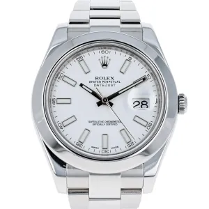 Rolex Datejust II 116300 White Stick 2015 Papers Box Oyster Steel 41 mm
