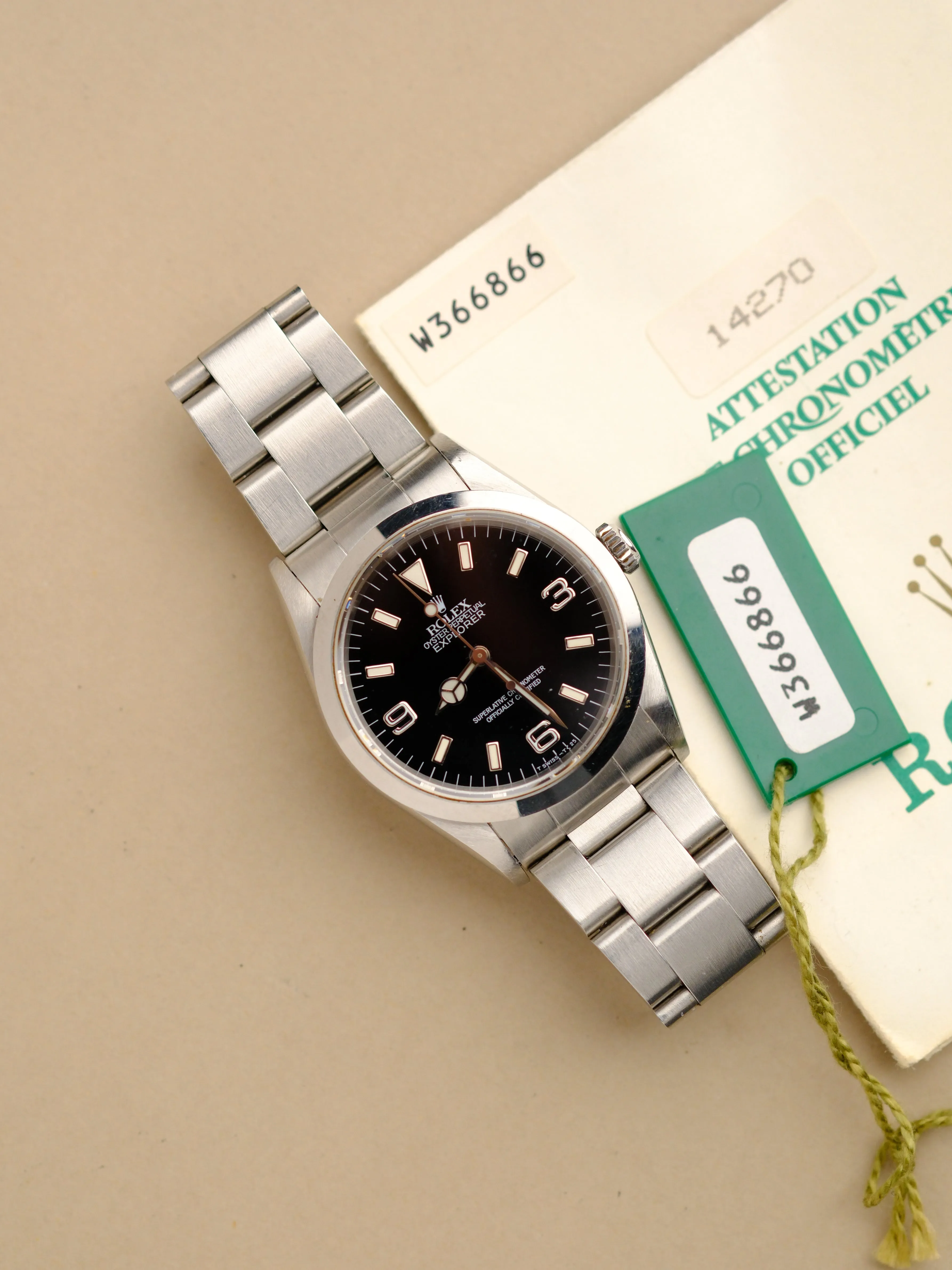 Rolex Explorer i 14270 Tritium Dial w/Papers - 1995