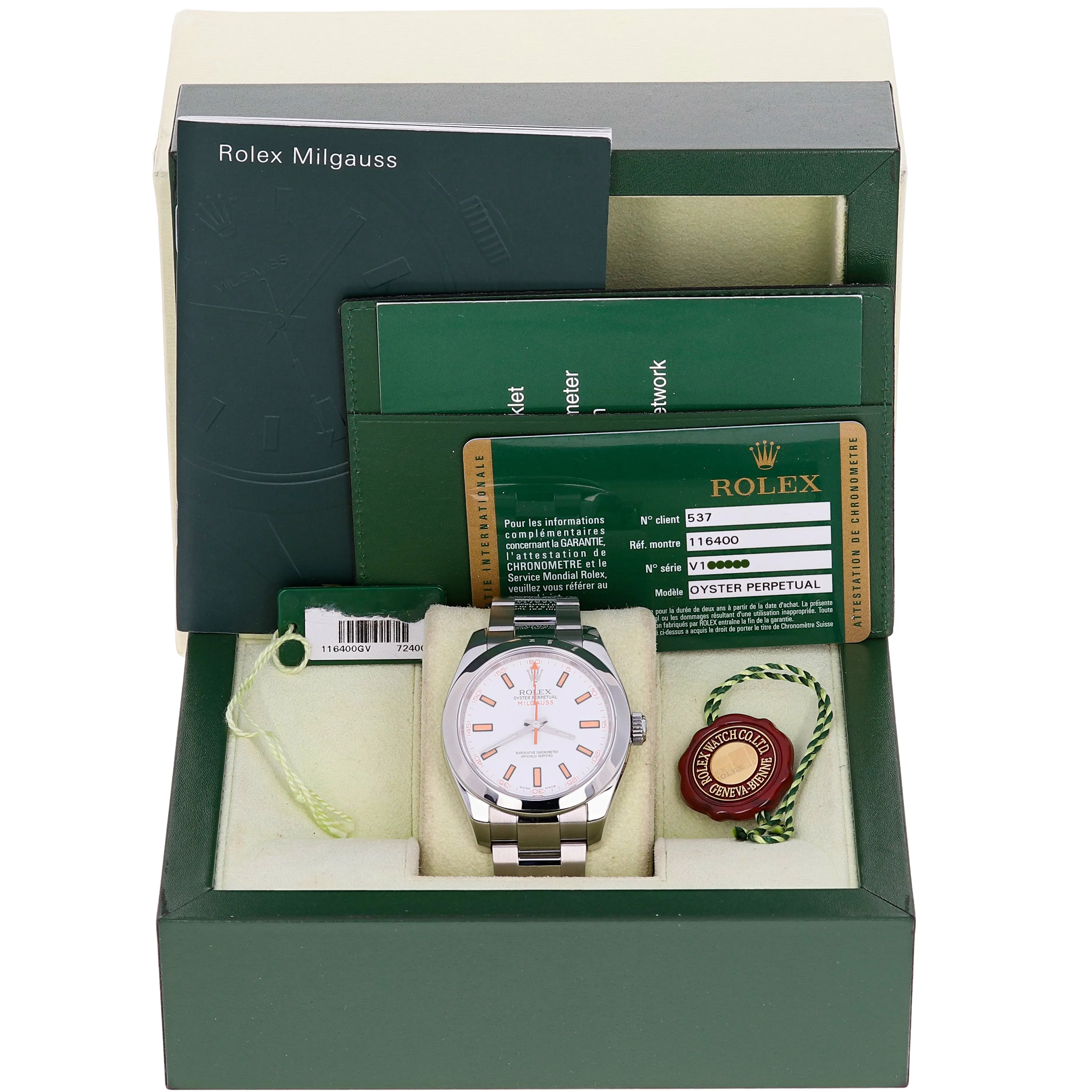 Rolex Milgauss 116400 White 2009 Box Papers Full Set Steel 40 mm
