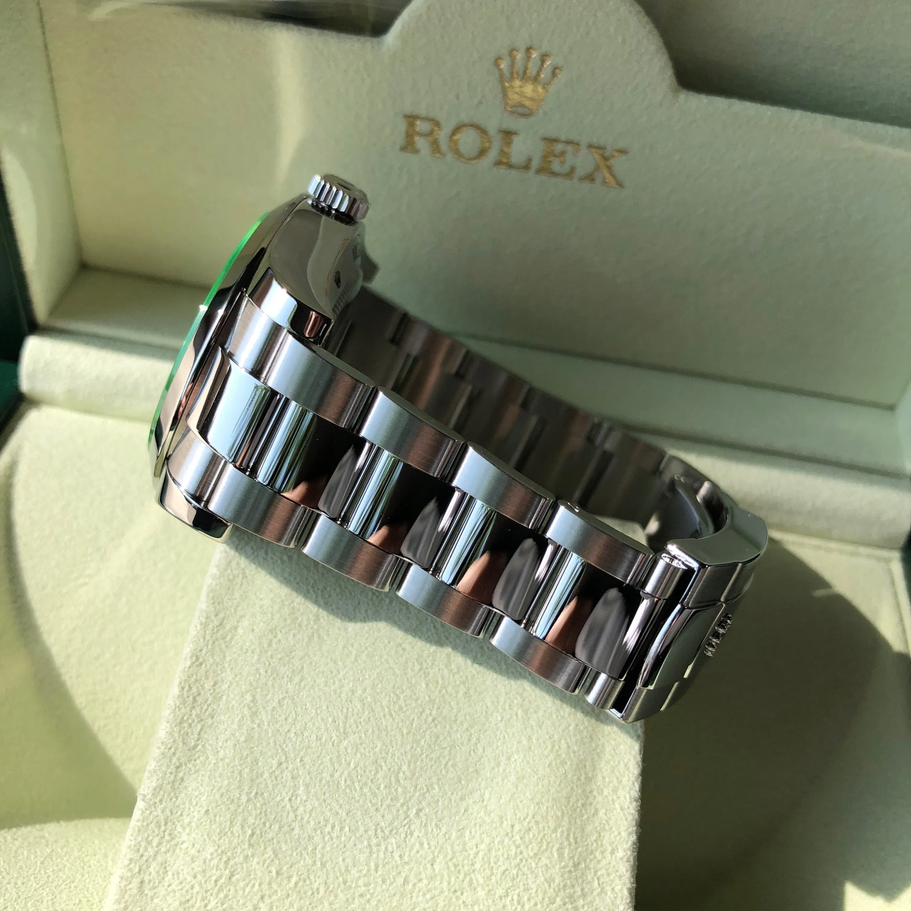 Rolex Milgauss Green 116400GV Green Steel Wristwatch Box & Papers Circa 2014