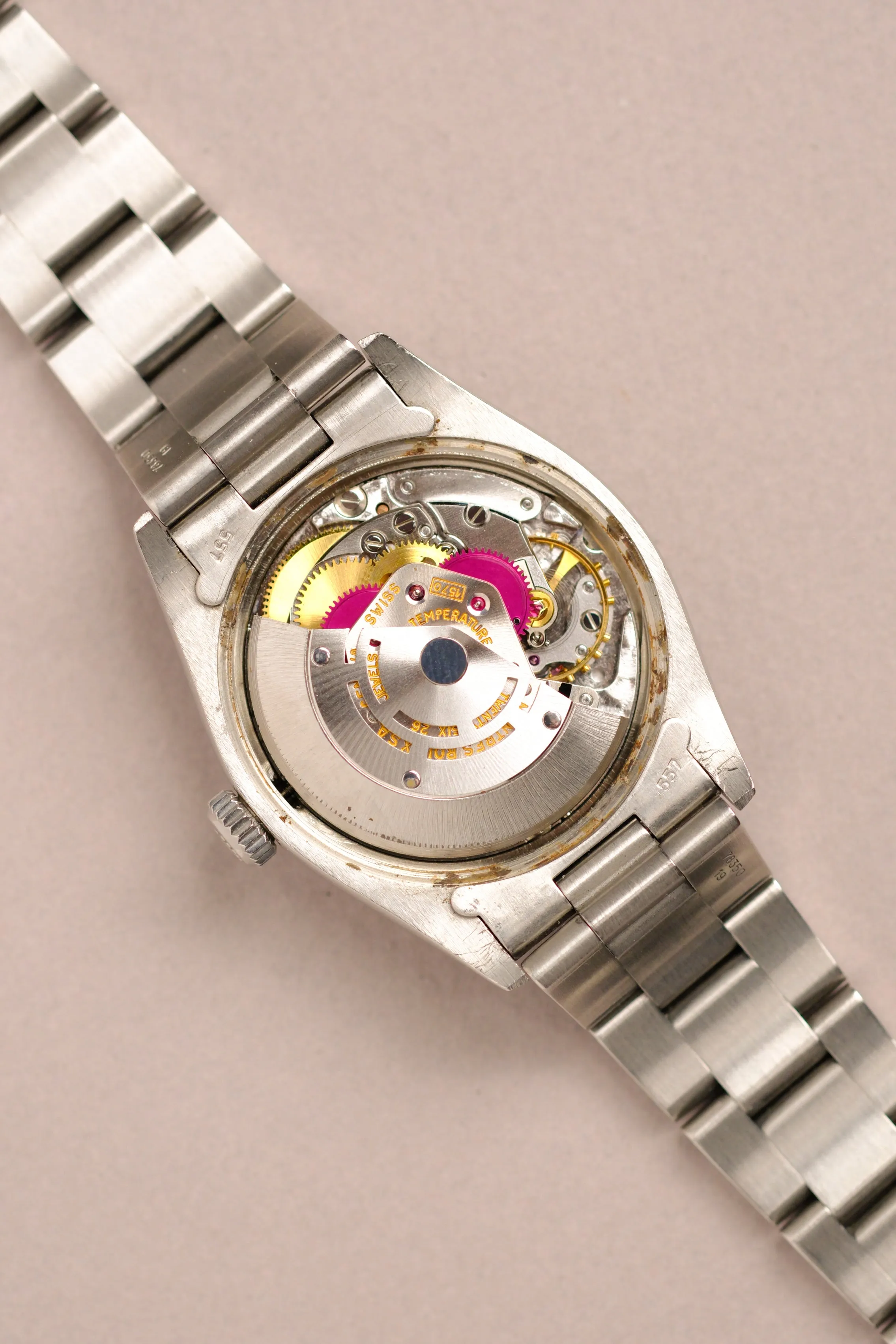 Rolex Oyster Perpetual 1500 Sigma Matte Black Cream Patina Dial w/Papers - 1978