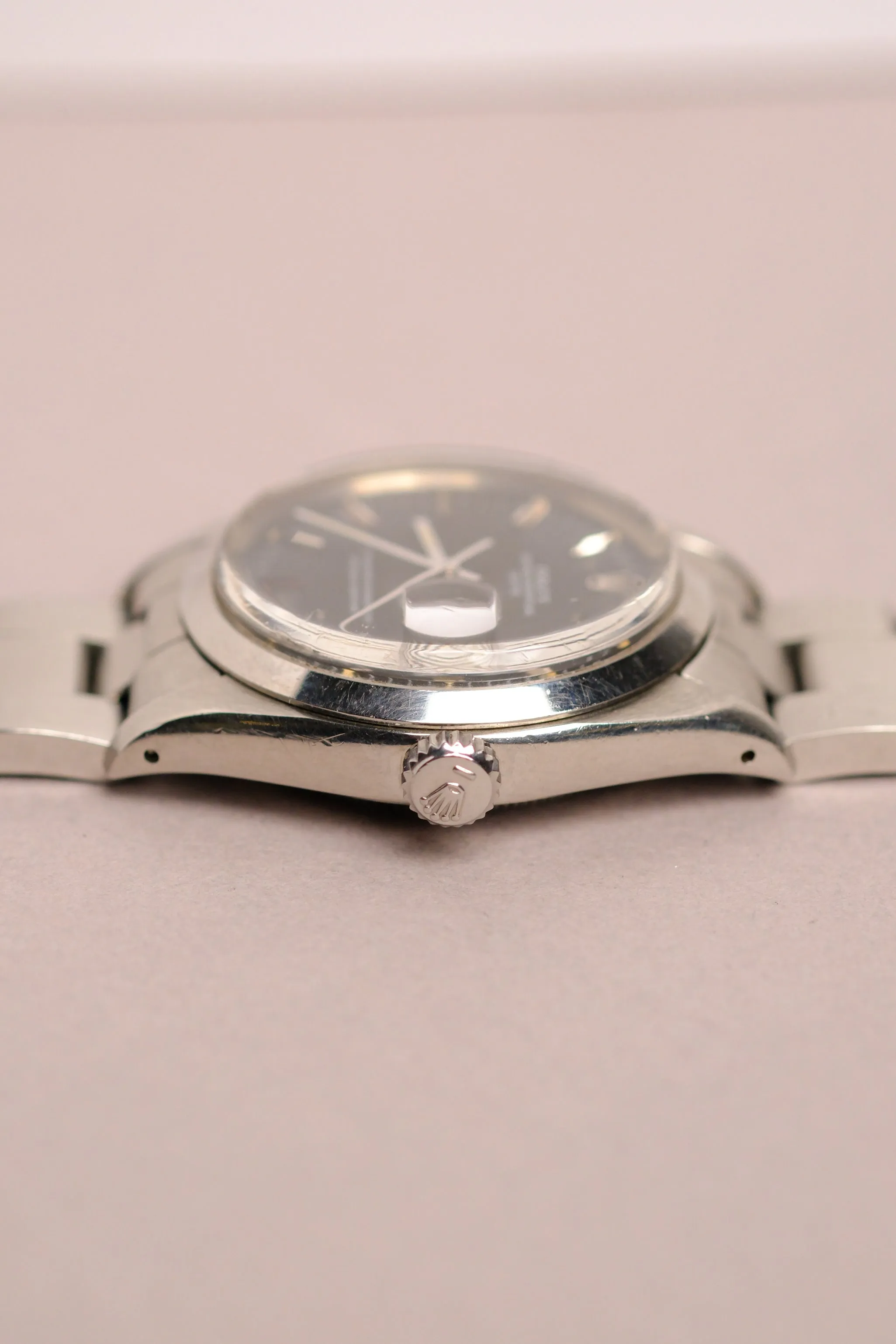 Rolex Oyster Perpetual 1500 Sigma Matte Black Cream Patina Dial w/Papers - 1978