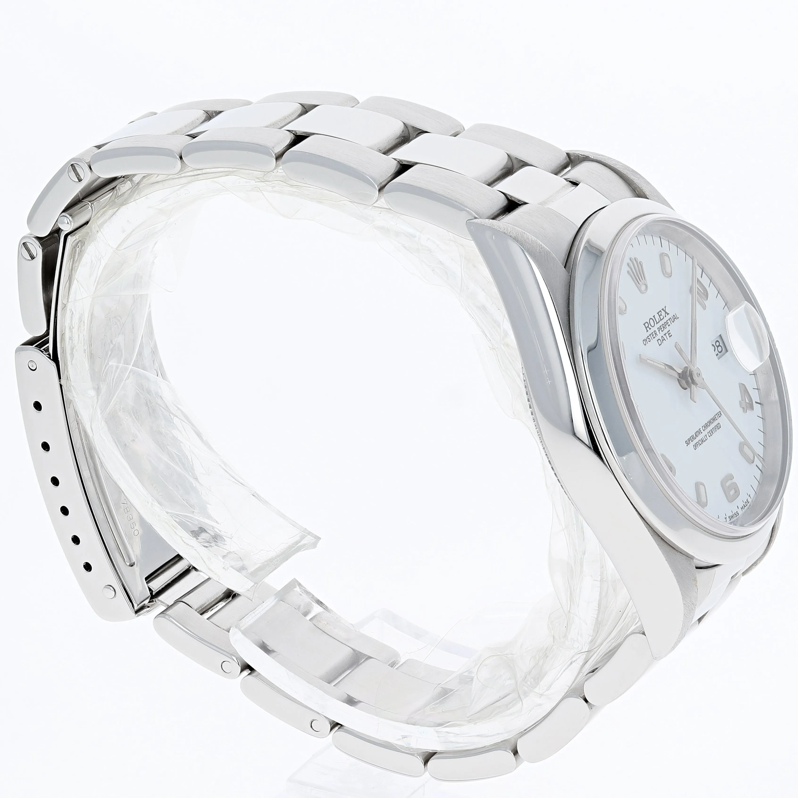 Rolex Oyster Perpetual Date 15200 White Arabic 1997 Steel 34 mm