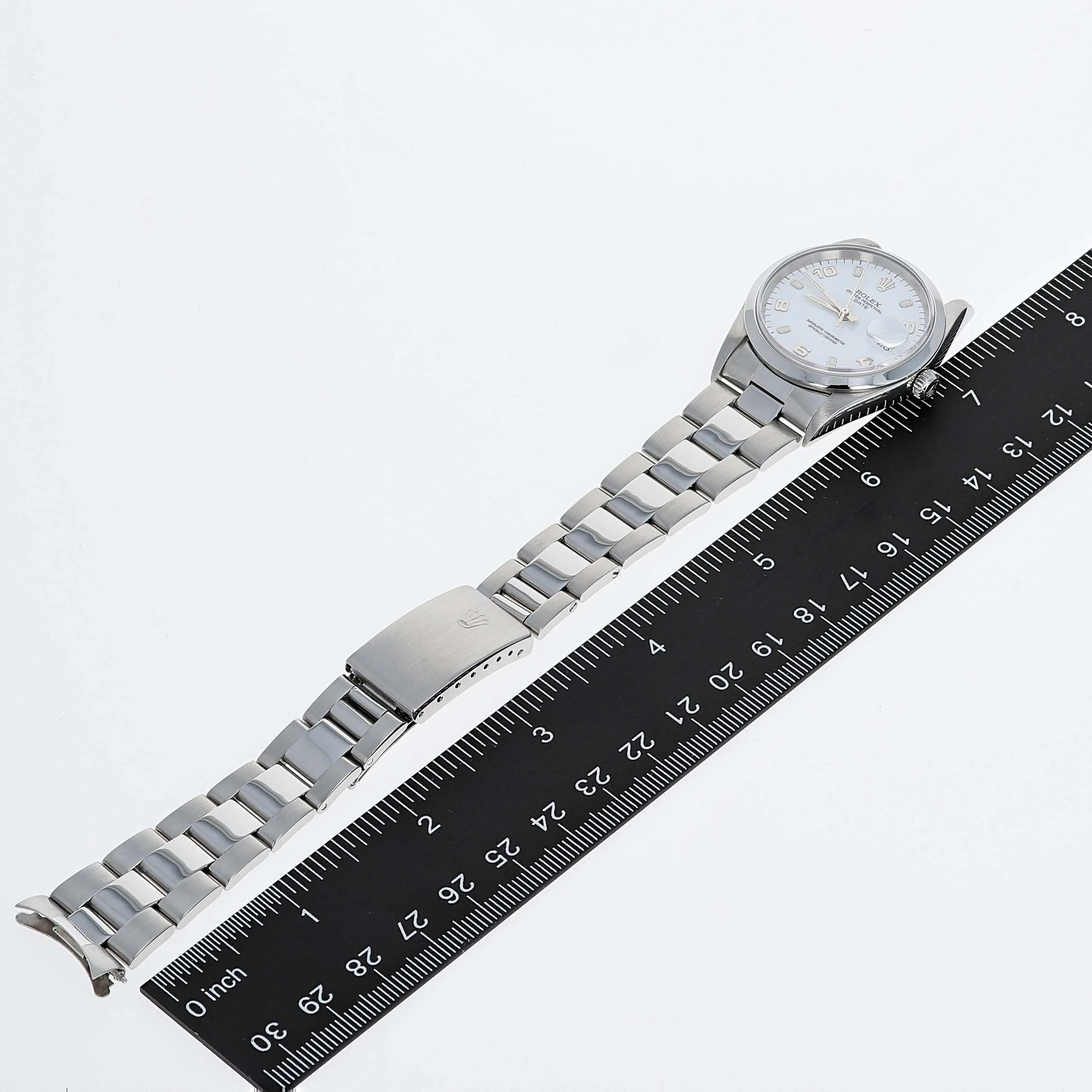 Rolex Oyster Perpetual Date 15200 White Arabic 1997 Steel 34 mm