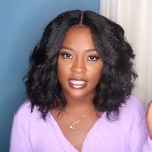 Romantic black shoulder roll wig