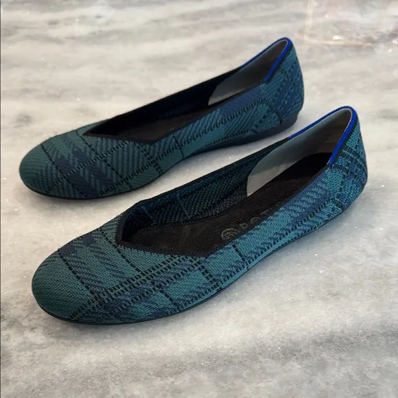 Rothy's Green Plaid Flats 10